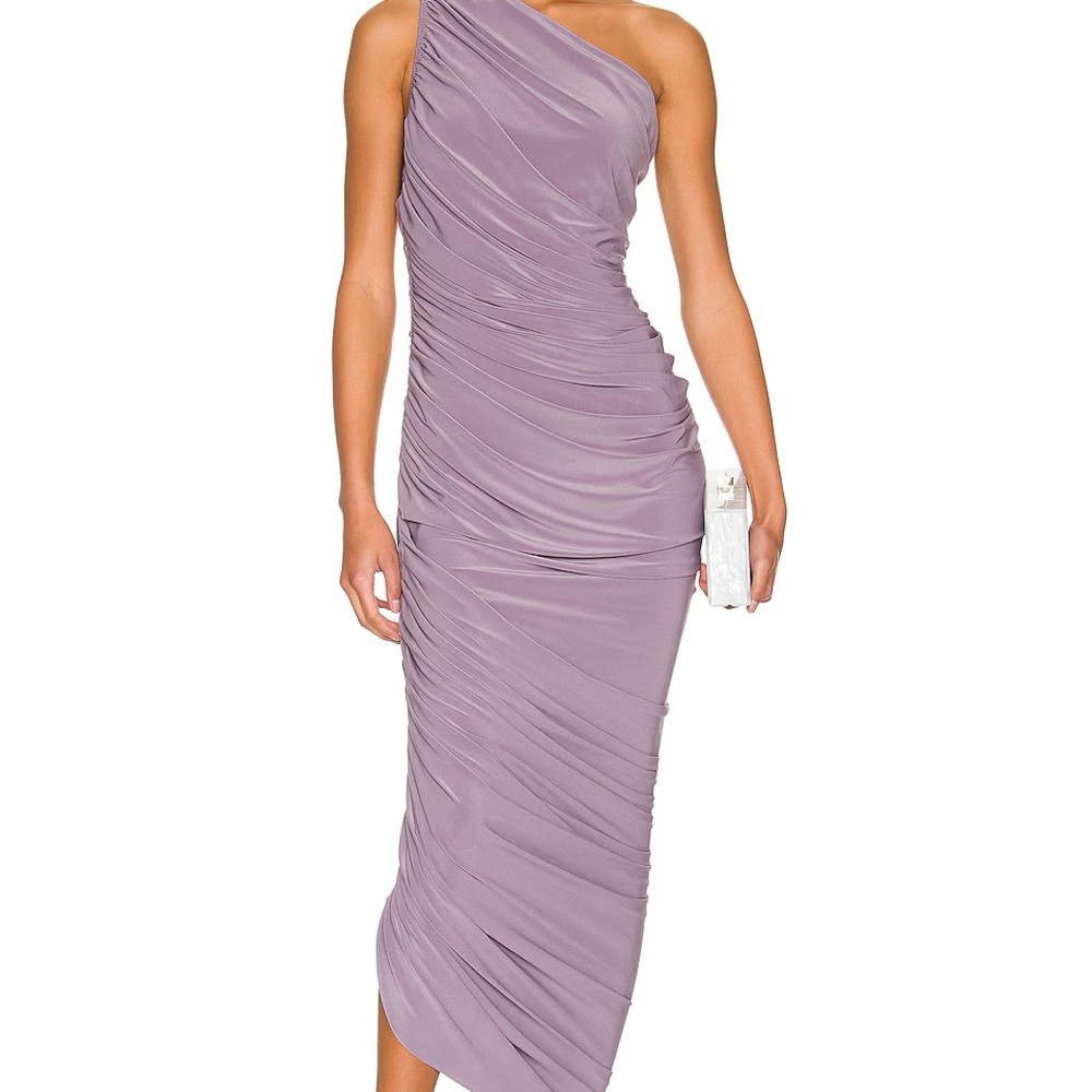 Norma Kamali One-Shoulder Lavender Diana Dress